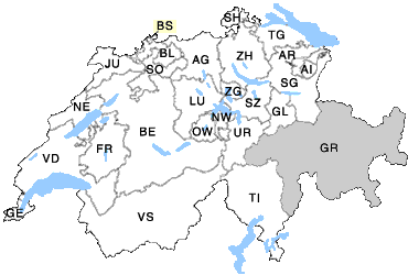 Kanton Graubünden auf der Landkarte Schweiz