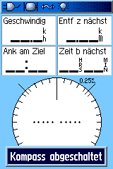 Kompass ausschalten während 3 Sekunden PAGE Taste gedrückt halten