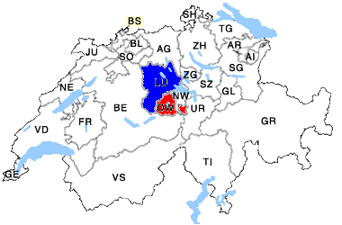 Schweiz mit Kanton Luzern und Obwalden