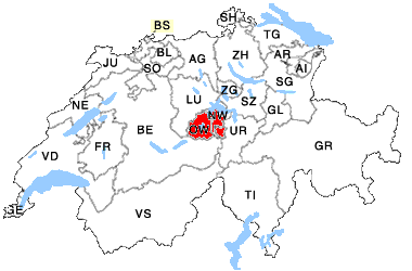 Landkarte Schweiz mit Kanton Obwalden