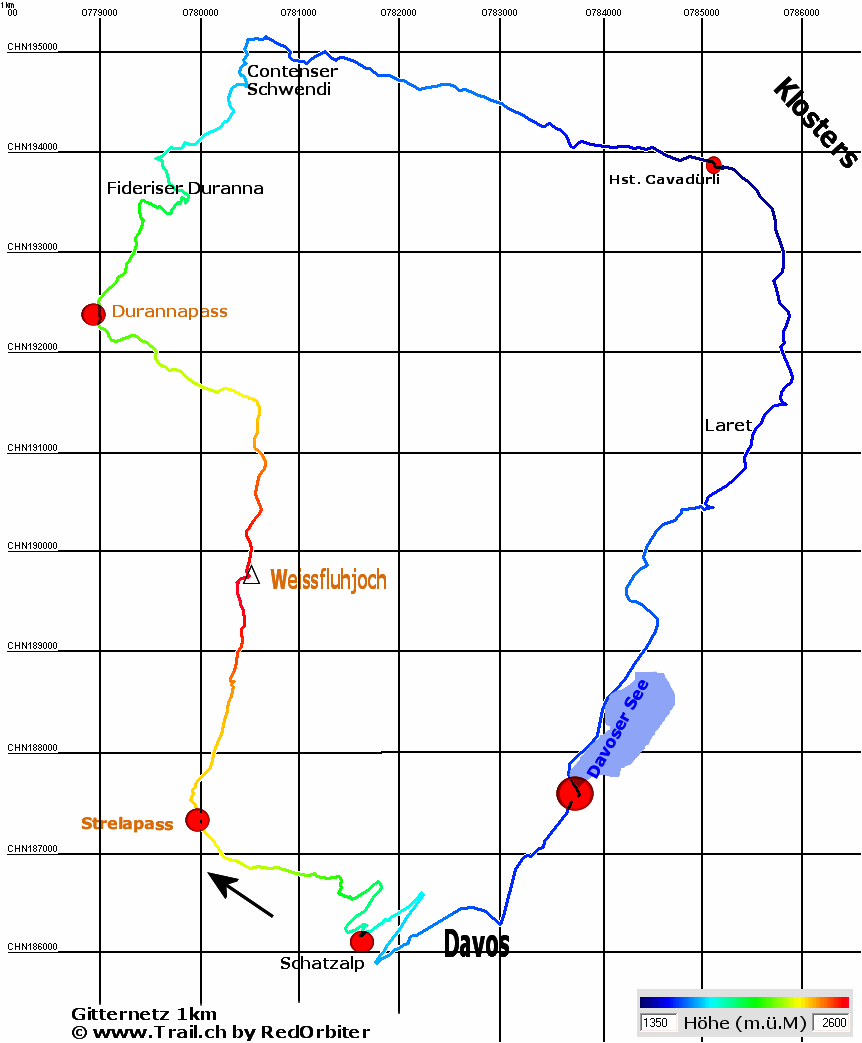 Davos Karte Weissfluhjoch